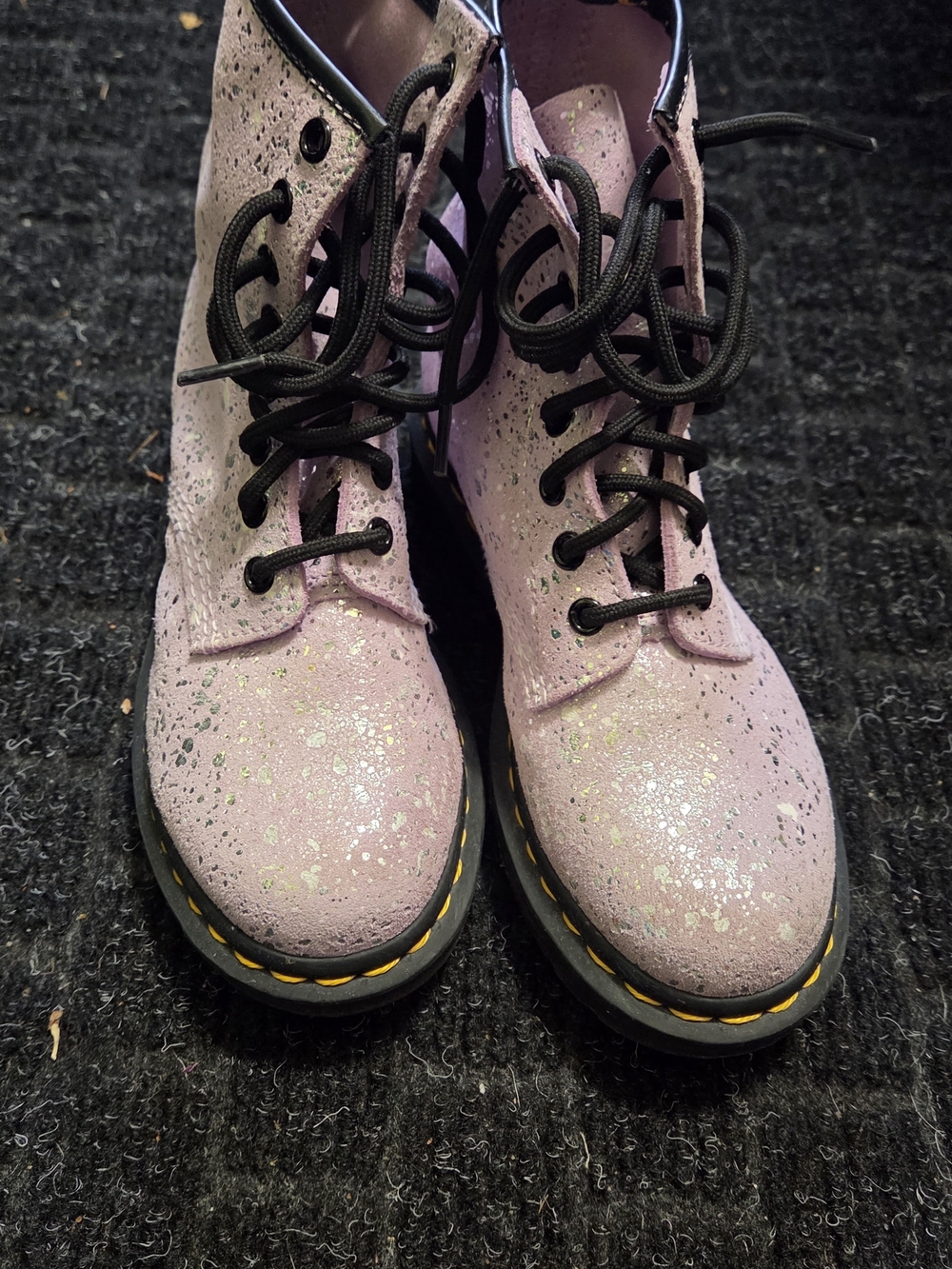 Dr. Martens Pink Glitter Kids Lace-Up Boots